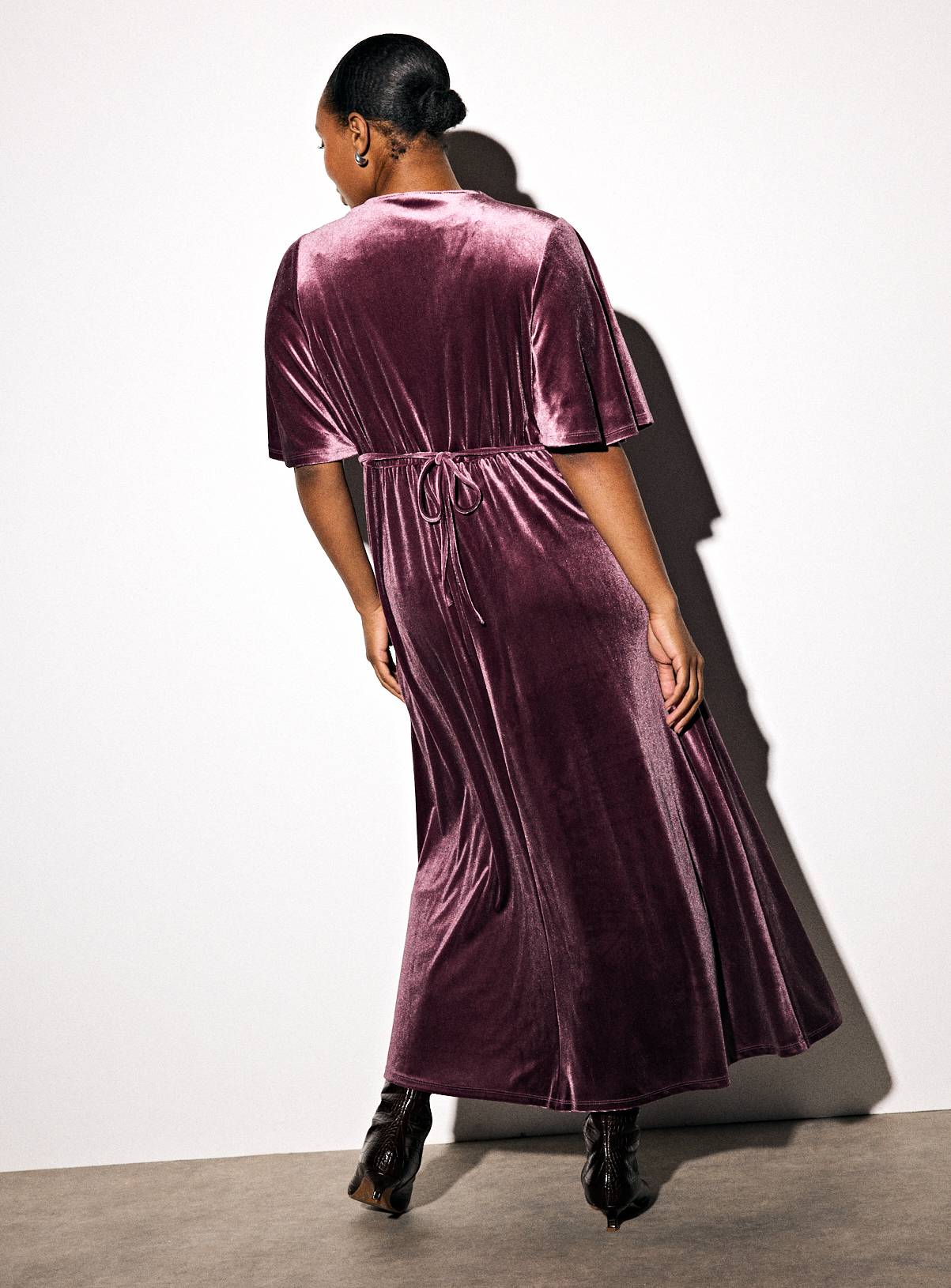 Dark Red Velvet Midaxi Tea Dress 6 - Image 4